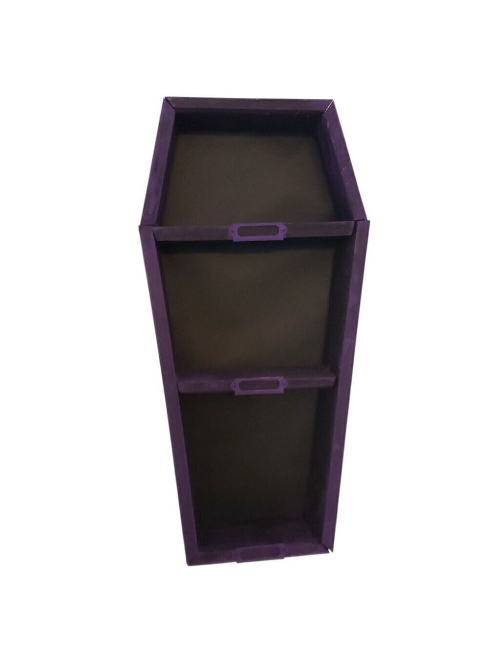 Decorative Purple & Black Cedar Coffin Shelf with Nameplates